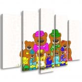 Leinwandbild 5 teilig, Bunte Teddybären Cartoon 