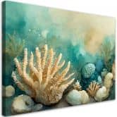 Leinwandbild, Seemuscheln türkis 