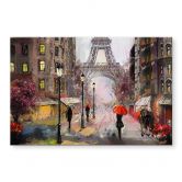 Acrylglasbild Roter Schirm in Paris Aquarell 