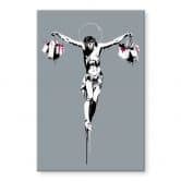 Acrylglasbild Banksy - Jesus Christus mit Einkaufstüten 