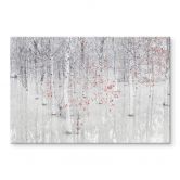 Tableau sur verre acrylique Carozzi - Forêt de bouleaux blancs aux feuilles rouges 