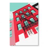 Acrylglasbild Rote Fassade mit Feuertreppe in New York - Heemskerk 