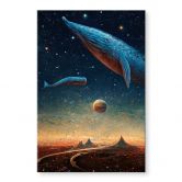 Tableau sur verre acrylique Heine - Two whales in space - Astro Cruise 