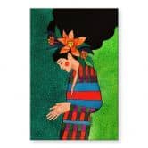 Acrylglasbild Frau im Streifenkleid mit orangen Blüten - Hülya 