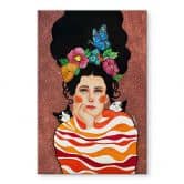 Acrylglasbild Frau mit Blumenkrone und Katzen - Hülya 