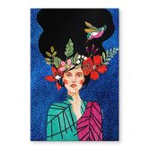 Acrylglasbild Frau mit Kolibri in der Sternennacht - Hülya 