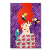 Acrylglasbild Frau mit Tukan-Trio - Hülya 