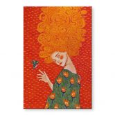 Acrylglasbild Kolibri und Frau im roten Licht - Hülya 