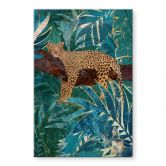 Tableau en verre acrylique Léopard dans la jungle émeraude - Manovski 