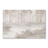 Acrylglasbild Wald am See im Nebel in Beige - Ms Tiff 