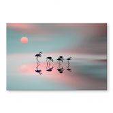 Tableau sur verre acrylique Natalia - Famille de flamants roses 