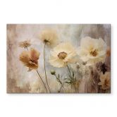 Tableau en verre acrylique Fleurs dans des tons pastels chauds - Paksoylu 