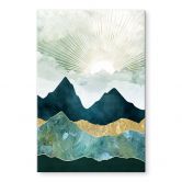 Tableau sur verre acrylique Paysage ensoleillé en bleu et or - SpaceFrog Designs 