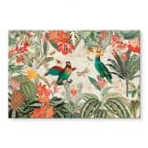 Tableau sur verre acrylique Jungle exotique avec perroquets - UN Designs 
