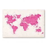 Acrylglasbild Weltkarte Aquarell pink 