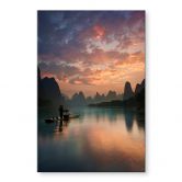 Acrylglasbild Zhang - Asiatische Flusslandschaft in der Abenddämmerung 