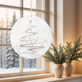 Acrylglas afbeelding, raamafbeelding kerstboom om op te hangen Line Art - rond 
