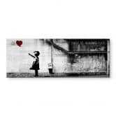 Tableau en verre acrylique Banksy - Girl with balloon - Panorama 