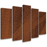 Leinwandbild 5 teilig, Leopard Leopard Pelfpatches Muster 