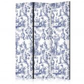 Paravent, Raumteiler freistehend, Trennwand - Rome and Botany - Blue Pattern with a Greek and Plant Motif 