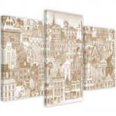 Leinwandbild 3 teilig, Fröhliche Stadt 