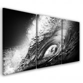 3-delige canvasprint Waves Sea B&W 