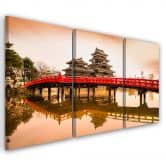 Leinwandbild 3-teilig, Japan Brücke Bäume Natur 