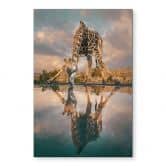 Wandbild Reflexion einer Giraffe in der Wildnis - Amtmann - Alu-Dibond 