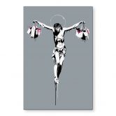 Tableaux Banksy - Jésus Christ avec des sacs à provisions - Alu-Dibond 