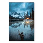 Wandbild Bergidylle am abendlichen See - Bing Li - Alu-Dibond 