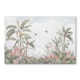 Wandbild Tropische Idylle mit Kolibri Blau - Bloomery Decor - Alu-Dibond 