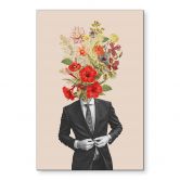 Wandbild Mann im Anzug mit Wildblumen - Frida Floral Studio - Alu-Dibond 