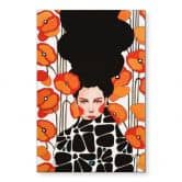 Wandbild Frau mit Retro-Mohnblumen - Hülya - Alu-Dibond 