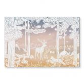 Wandbild Friedlicher Wald mit Hirschen und Füchsen - Ombre - Kikki Belle - Alu-Dibond 