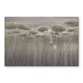 Wandbild Lotusblumen mit Schwan im Wasser in Grau - Ms Tiff - Alu-Dibond 