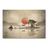 Wandbild Japanischer Tempel im Sonnenaufgang - Roze - Alu-Dibond 