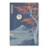 Wandbild Vollmond über dem Gipfel des Fuji-san - Roze - Alu-Dibond 