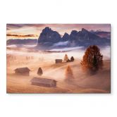 Wandbild Herbstnebel in den Alpen - Selagea - Alu-Dibond 