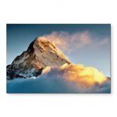 Wandbild Sonnenaufgang über dem schneebedeckten Berg - Annapurna Himal - Alu-Dibond 