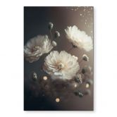 Wandbild Weiße Blumen mit Goldstaub - Treechild - Alu-Dibond 