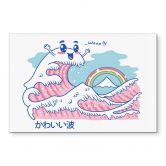 Wandbild Kawaii Welle mit Regenbogen und Berg Fuji - Trinidad - Alu-Dibond 