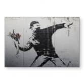 Alu-Dibond mit Silbereffekt Banksy - Der Blumenwerfer 