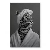 Wandbild mit Silbereffekt Royale Spa-Auszeit mit Leopard - Rahner - Alu-Dibond 