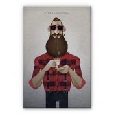 Alu-Dibond mit Silbereffekt Braun - Lumbersexual 