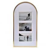 Aluminium Bilderrahmen Gold mit Passepartout - für 3 Fotos - 25,4 x 48,3 cm 