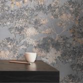 non-woven tapet med træer beige grå - akvarel tapet hvid 