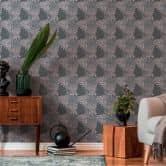 vliesbehang met bloemenpatroon grijs - behang met grassen 