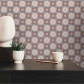 Papier peint graphique avec motif circulaire marron beige - papier peint intissé style rétro 