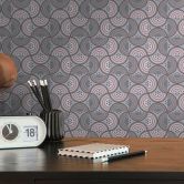 Papier peint avec vagues et lignes Beige Gris - papier peint intissé graphique rétro 