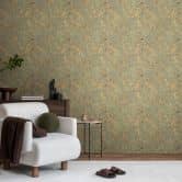Florale Tapete Ginkgo-Blätter Grün Gelb – Naturmotiv mit Zweigen – Vliestapete modern 